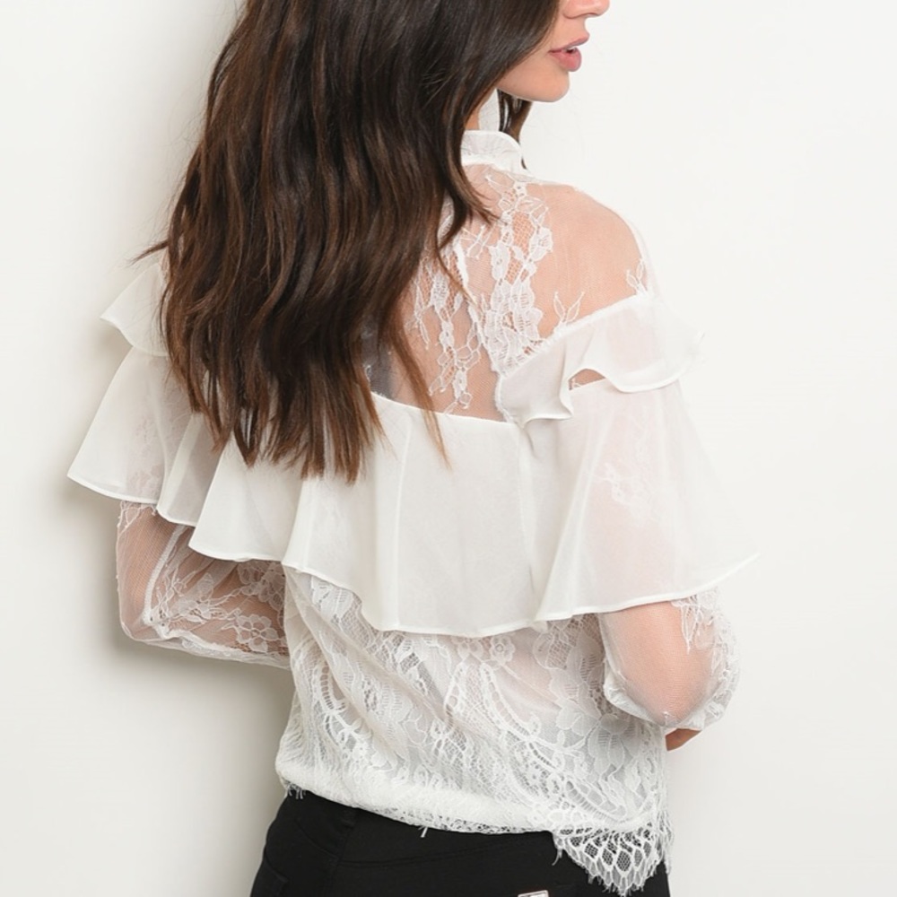 Romantic Lace Ruffle Top 🌸 Sale - Picture 5 of 5